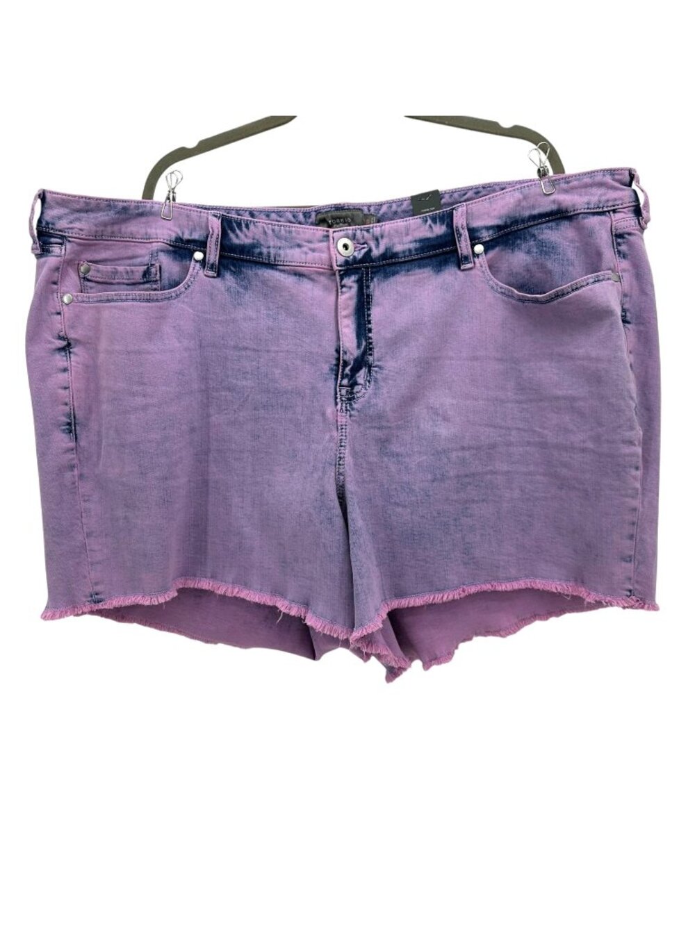 NWD Torrid Womens 28 Jean Shorts Lilac Acid Wash Denim Raw Hem Stretch 5 Pocket